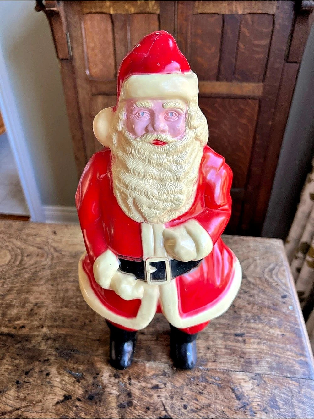 Vintage Santa blow mold hard plastic
